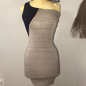 2b bebe single shoulder mini dress B652 Taupe Camo